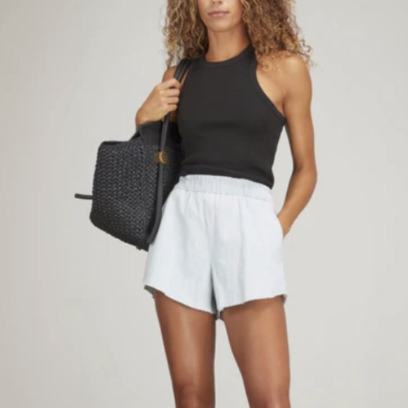 Askk NY High Waist Shorts in Light Blue, XS